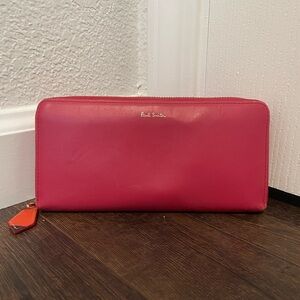 Paul Smith Leather Zip Long Wallet Pink